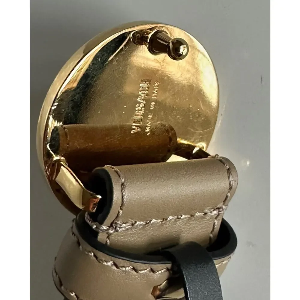 Versace Medusa-Buckle Brown Slim Calf Leather Belt 100 (40) IT 1012369 NWT $550